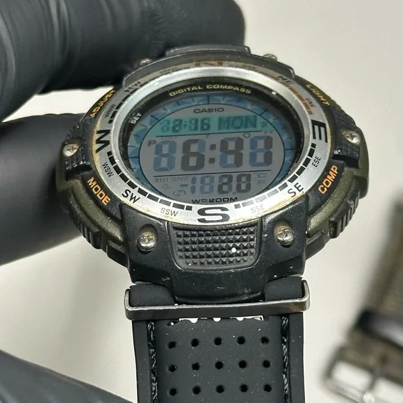 Casio SGW100B-3V Digital Twin Sensor Black & Green 48mm Resin Men’s Sport Watch - Picture 5 of 12